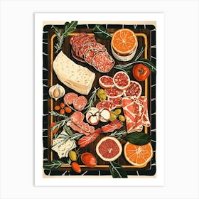 Charcuterie Board Art Deco Inspired 3 Art Print