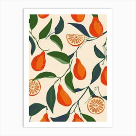 Citrus Fruit On A Branch Pattern 3 Art Print
