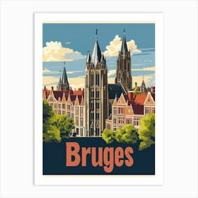 Aihrgdesign A Retro Travel Poster For Bruges Featuring The Ba 46d1750f 77b2 42fd 8c27 Db6b37df1d74 3 Art Print