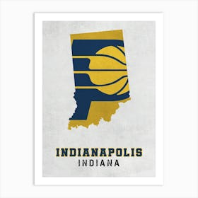 Indiana Pacers Indianapolis Indiana State Map Art Print