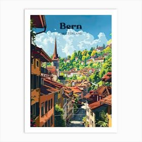 Bern Switzerland Modern Travel Illustration Art Print