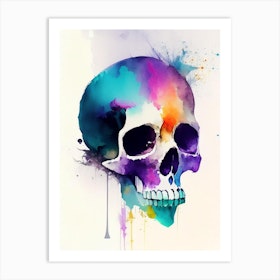 Skull With Watercolor Effects 1 Matisse Style Art Print