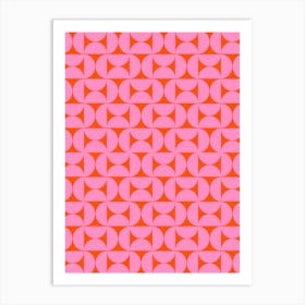 Mid Century Pink And Orange Art Print