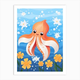 Day Octopus Flat Kids Illustration 3 Art Print