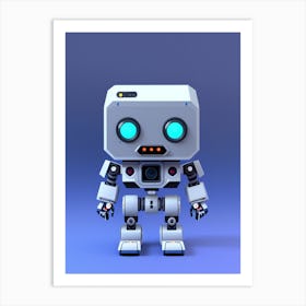 Robot On A Blue Background Art Print