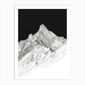 Tryfan Mountain Line Drawing 6 Art Print