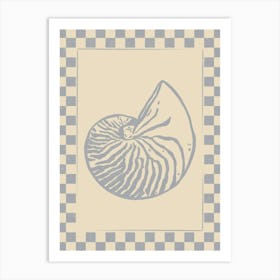 Seashell 12 with Checkered Border Art Print