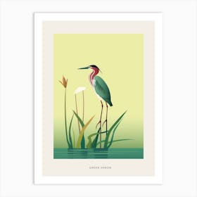Minimalist Green Heron 1 Bird Poster Art Print