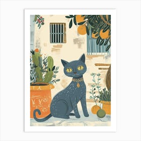 Russian Blue Storybook Illustration 1 Art Print