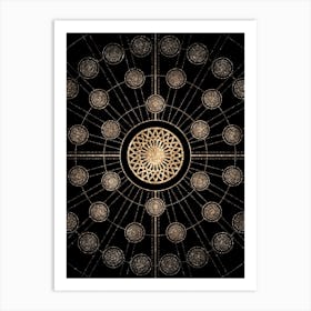 Geometric Glyph Radial Array in Glitter Gold on Black n.0467 Art Print