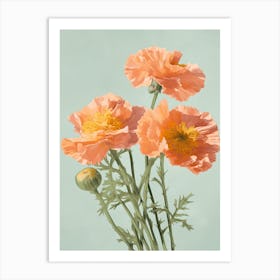 Marigold Flowers Acrylic Painting In Pastel Colours 4 Art Print