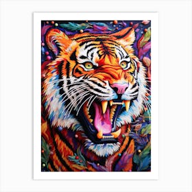 Tiger Art In Pointillism Style 3 Art Print