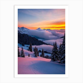 Verbier, Switzerland 1 Sunrise Skiing Poster Art Print