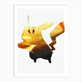 Anime Negative Space ― Frame Of Memories With You (Pikachu) Art Print