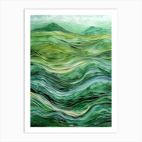 Green Wavy Landscape 1 Art Print