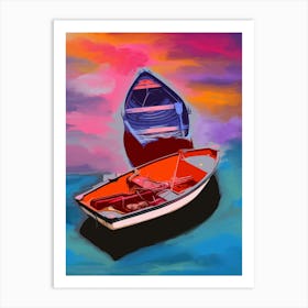 Boat Colorful Oil Painting Art Print