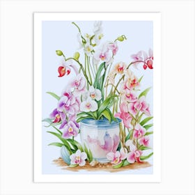 Orchids In A Vase 1 Art Print