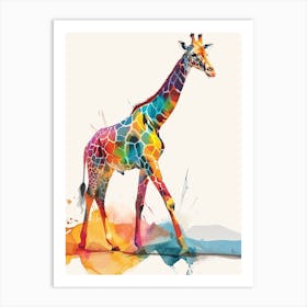Giraffe Walking Watercolour 2 Art Print