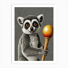 Lemur With A Mallet Art Print