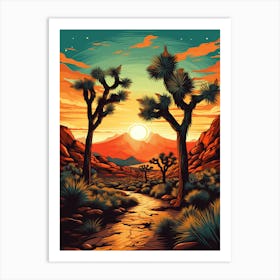 Joshua Tree At Sunset In South Western Style (3) Art Print
