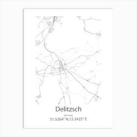 Delitzsch,Germany Minimalist Map Art Print