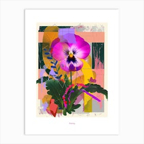 Pansy 4 Neon Flower Collage Poster Art Print
