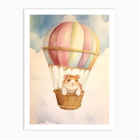 Baby Guinea Pig 2 In A Hot Air Balloon Art Print