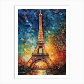 Eiffel Tower Paris France Vincent Van Gogh Style 21 Art Print