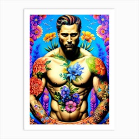 Man With Flowers On His Chest 3 Art Print