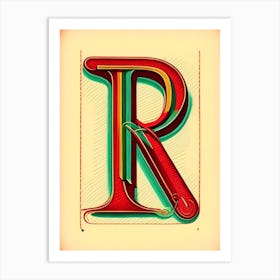 R, Letter, Alphabet Vintage Sketch 3 Art Print