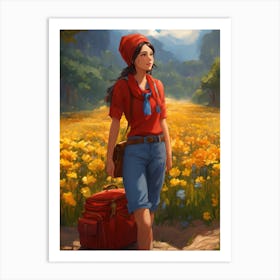 Girl In A Yellow Field Art Print