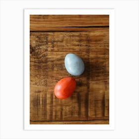 Easter Eggs On Wooden Table 3 Art Print