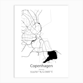 Copenhagen,Denmark Minimalist Map Art Print