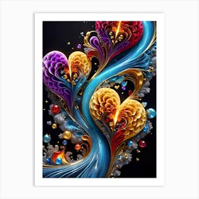 Abstract Hearts Art Print