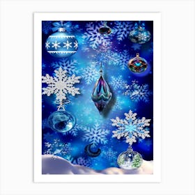 Christmas Blue Balls Art Print