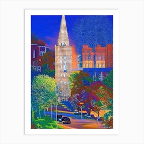 Winston Salem, City Us  Pointillism Art Print