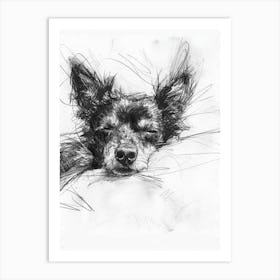 Portuguese Podengo Pequeno Dog Charcoal Line 3 Art Print