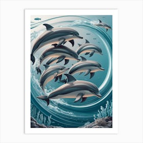 Dolphins In The Ocean 1 Art Print