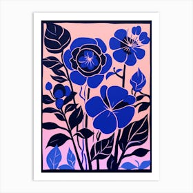 Blue Flower Illustration Rose 3 Art Print