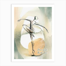 Dancer Line Drawing on Watercolor Background Art Print