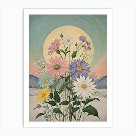 Daisies In The Snow Art Print