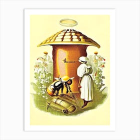Beekeeper And Beehive 2 Vintage Art Print