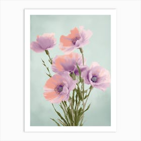 Lavender Flowers Acrylic Painting In Pastel Colours 3 Art Print