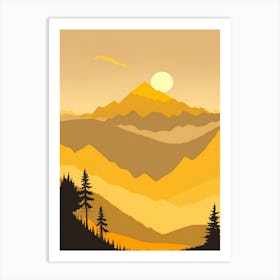 Misty Mountains Vertical Composition In Yellow Tone 20 Art Print