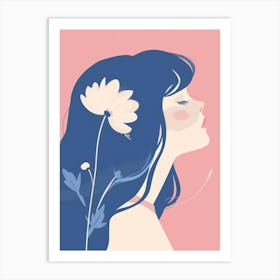 Portrait Of A Girl With Flowers 3 Art Print