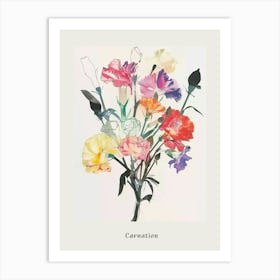 Carnation 3 Collage Flower Bouquet Poster Art Print