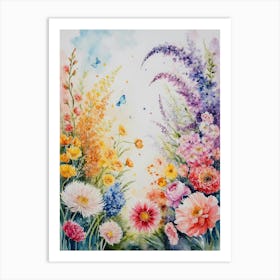 Watercolor Flower Garden 1 Art Print