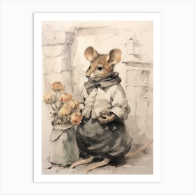 Storybook Animal Watercolour Rat 1 Art Print