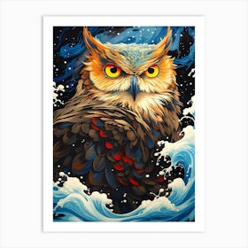 Owl In The Water Art Print