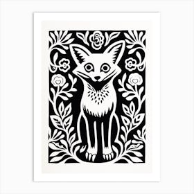 Red Fox Linocut Illustration Card 3 Art Print